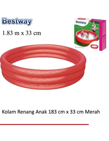 بيست واي حمام سباحة للأطفال مقاس 183 سم × 33 سم / حمام سباحة دائري - احمر