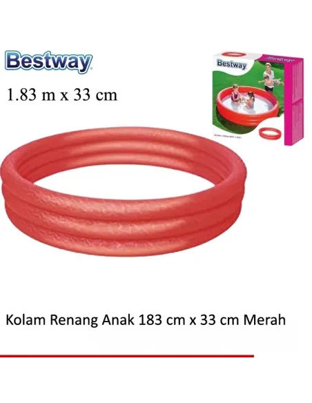 بيست واي حمام سباحة للأطفال مقاس 183 سم × 33 سم / حمام سباحة دائري - احمر